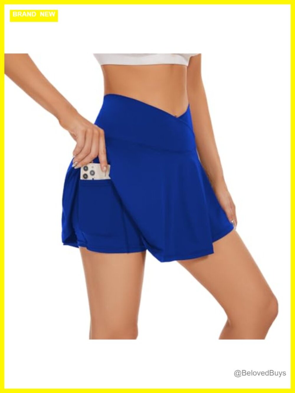 Women's Crossover High Waisted Pleated Tennis Skort with Pockets Built-in Shorts